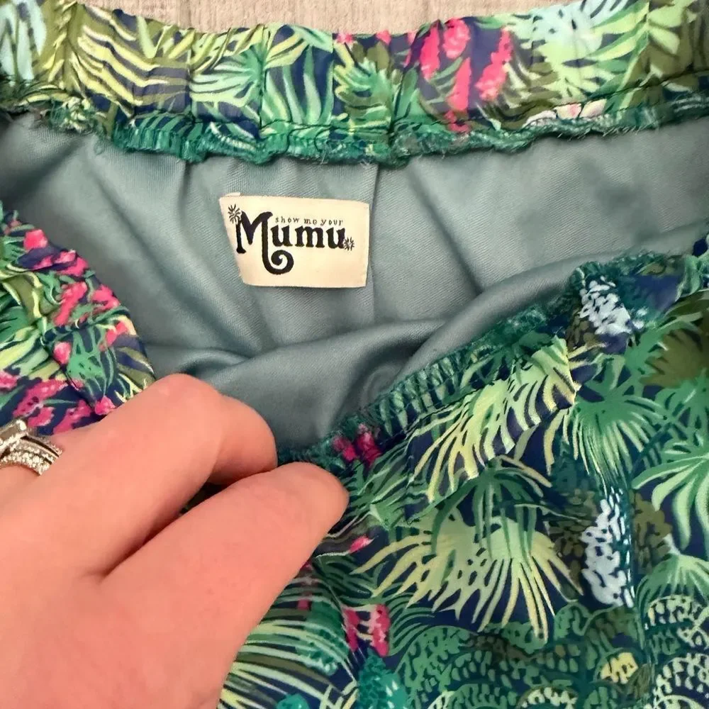 Show Me Your MuMu Green and Pink Tropical Skater Skirt